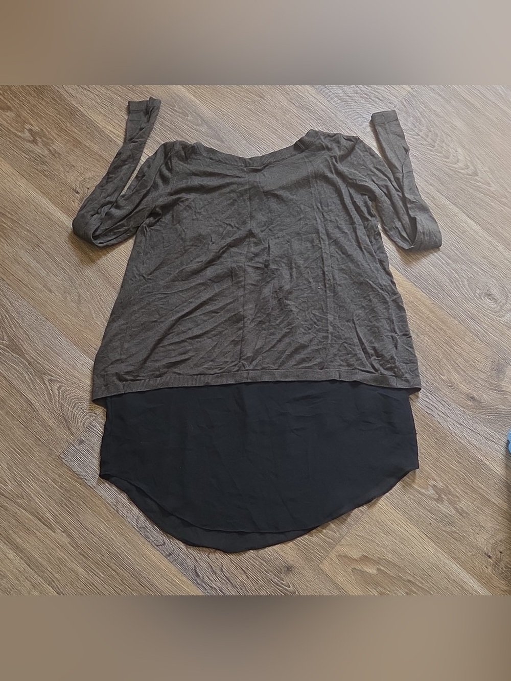 Express Dark Brown Layered-Look Knit Top